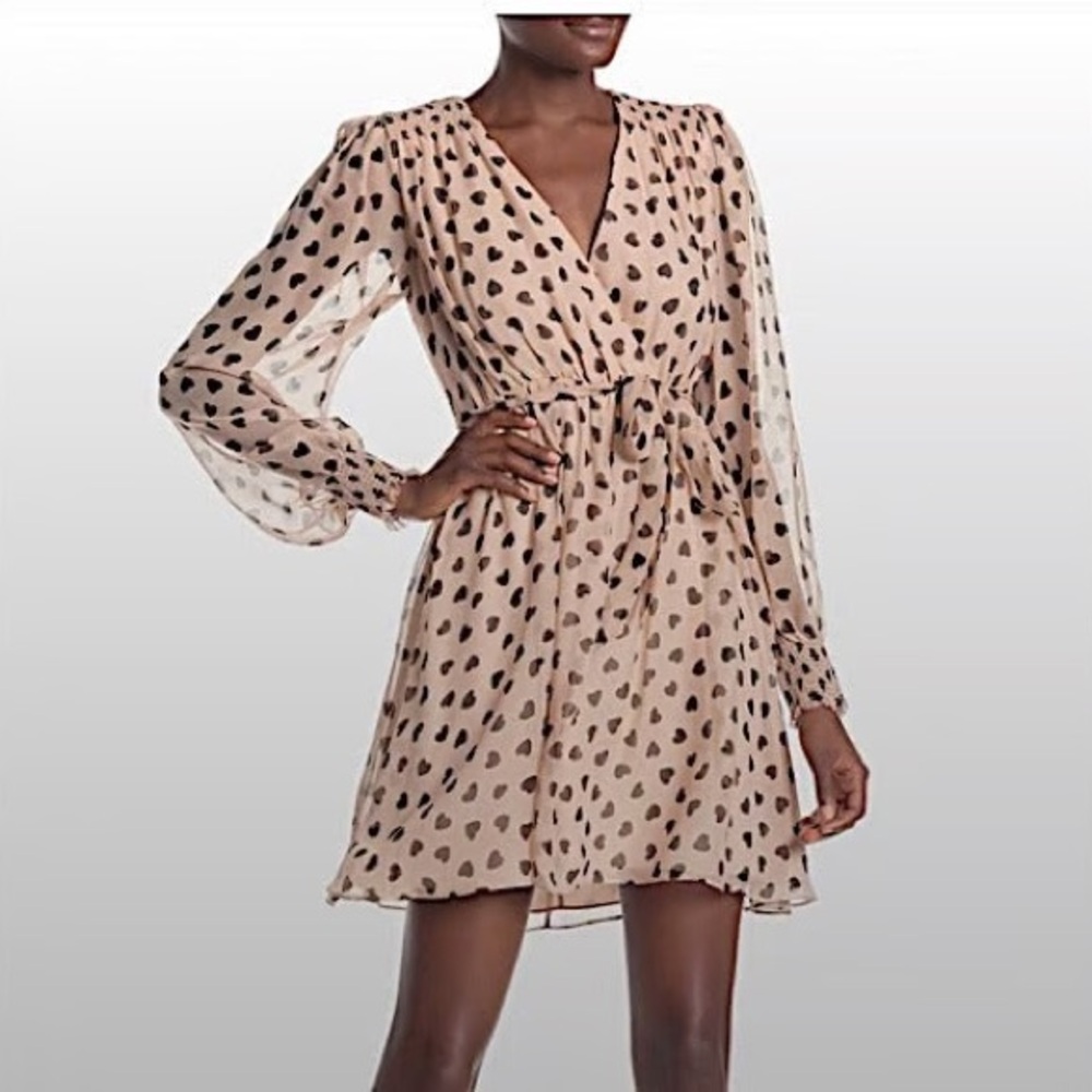 Kate Spade Beige and Black Heart Shaped Polka Dot Dress